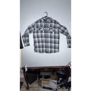 Fox Shirt‎ Mens XL Gray Black Plaid Flannel Button Up Long Sleeve Casual Outdoor
